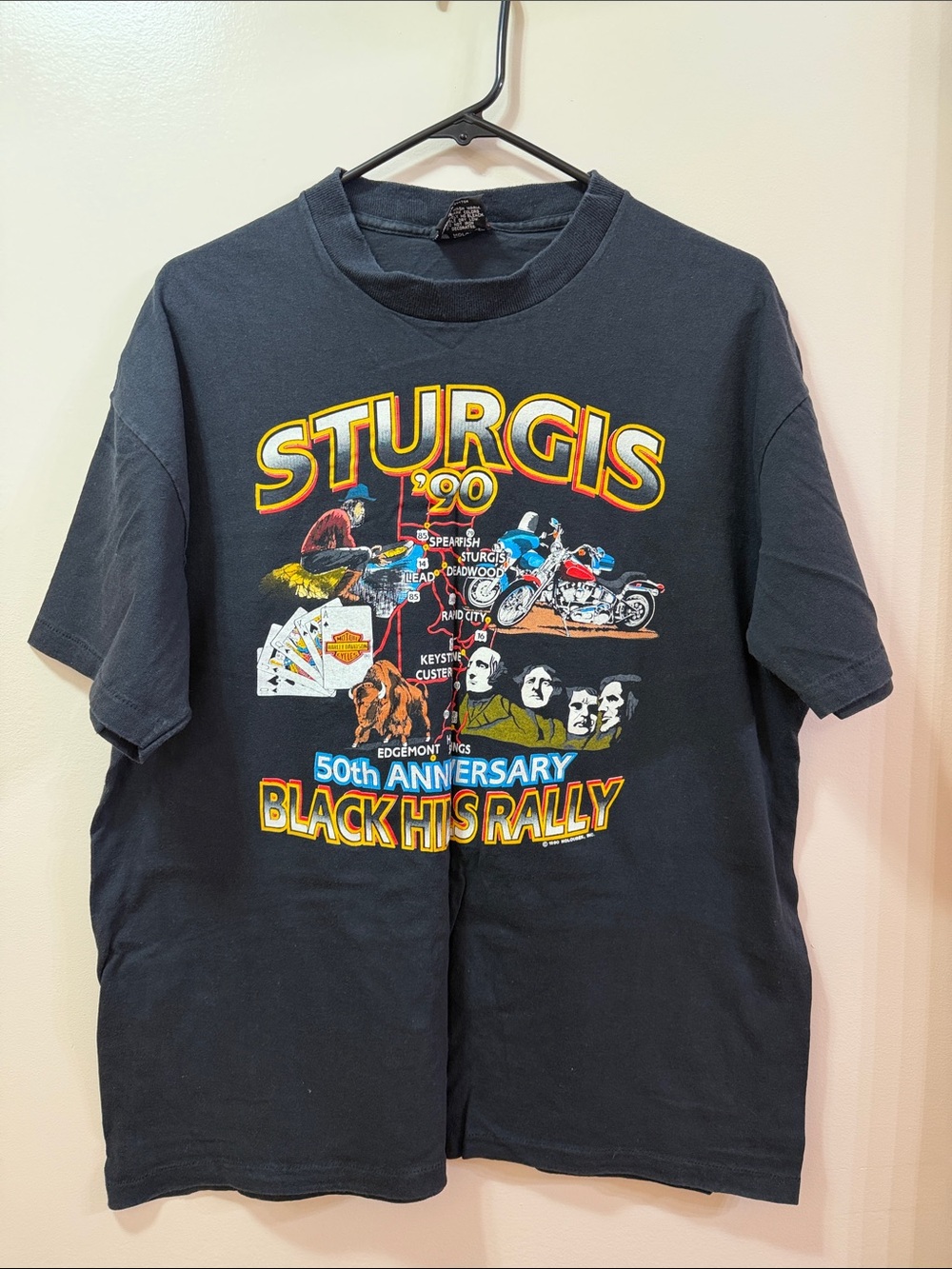 Vintage Harley D Sturgis 50th Anniversary Alaska Black Hills Rally Graphic Tee